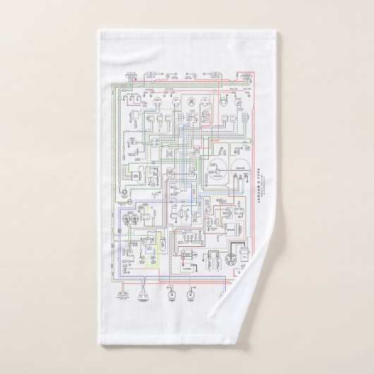E Typ Jag, Drahtdiagramm. Badhandtuch Set (Handtuch)
