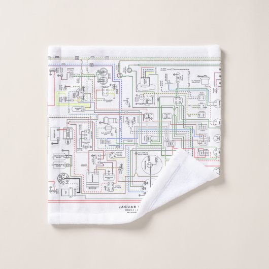 E Typ Jag, Drahtdiagramm. Badhandtuch Set (Waschlappen)