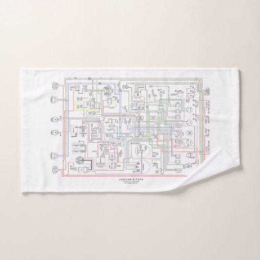 E Typ Jag, Drahtdiagramm. Badhandtuch Set (Handtuch)
