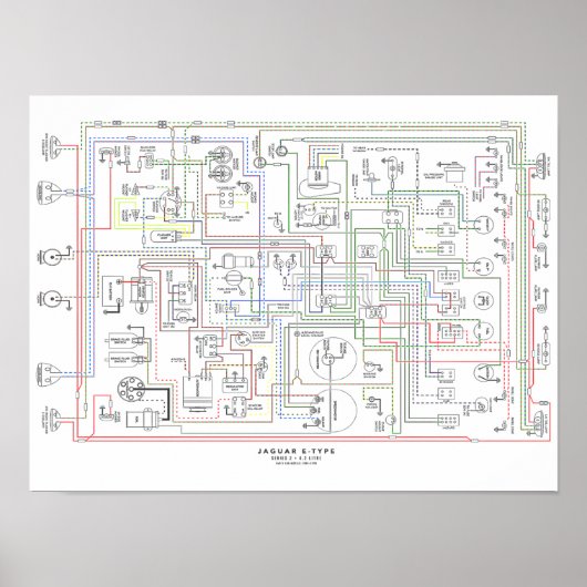 E Typ Jag, Drahtdiagramm. Poster (Vorne)