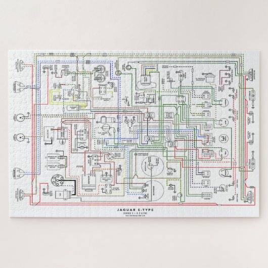 E Typ Jag, Drahtdiagramm. Puzzle (Horizontal)