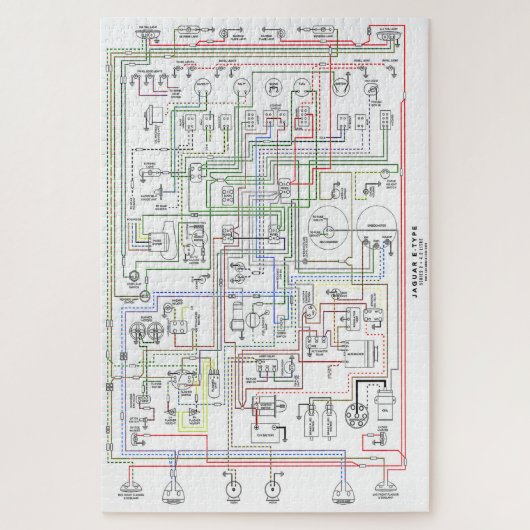 E Typ Jag, Drahtdiagramm. Puzzle (Vertikal)