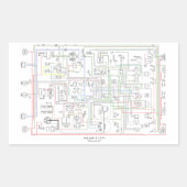 E Typ Jag, Drahtdiagramm. Rechteckiger Aufkleber (Vorderseite)