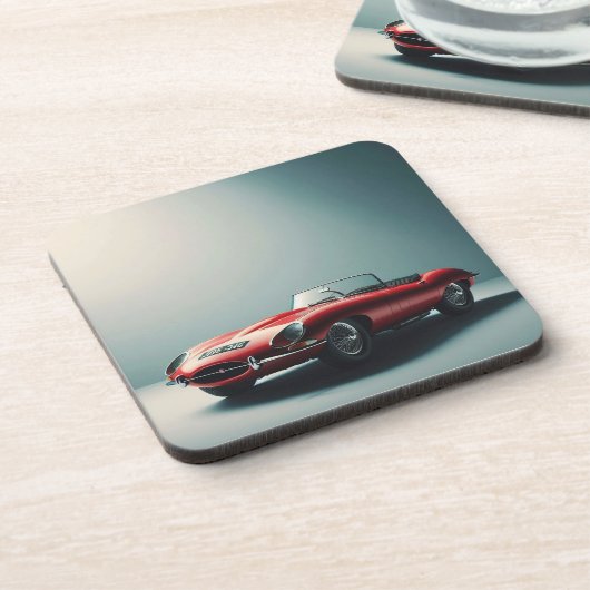 E-Typ Jaguar Cabrio (rot) Getränkeuntersetzer (Linke Seite)
