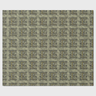 E - Vintages Monogramm (Gold) Geschenkpapier