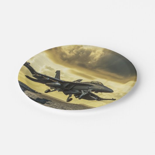 Ea18g Kampfflugzeug, das den Trägerraketen abschie Pappteller (Schrägansicht)