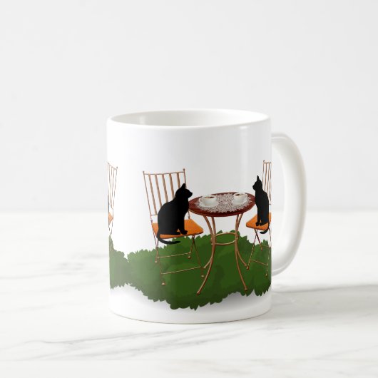 ea Time Black Cat im Gartendesign Kaffeetasse (VorderseiteRechts)