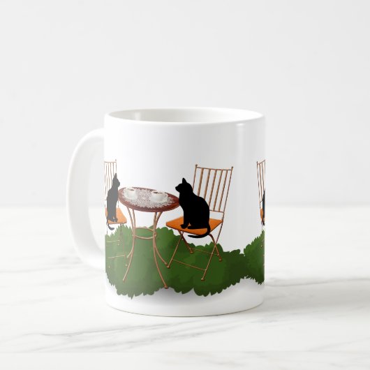 ea Time Black Cat im Gartendesign Kaffeetasse (Vorderseite Links)