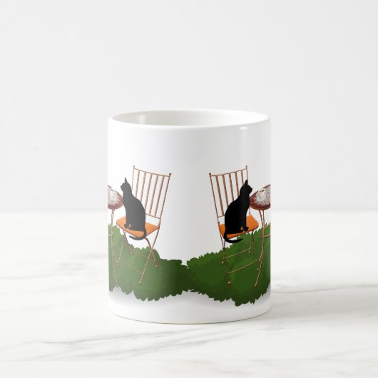 ea Time Black Cat im Gartendesign Kaffeetasse (Mittel)