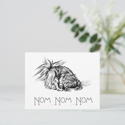 Eager Eater Peke Postkarte (Stehend Vorderseite)