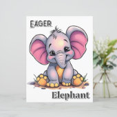 Eager Elephant | Niedlicher Cartoon Kids Kinderzim (Stehend Vorderseite)