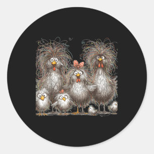 Eagerlys farbenfrohe Funny Funny Chicken Art, Craz Runder Aufkleber