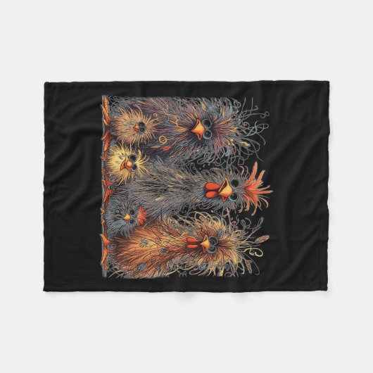 Eagerlys farbenfrohe Funny Funny Chicken Art Fleecedecke (Vorderseite (Horizontal))