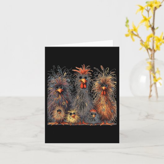 Eagerlys farbenfrohe Funny Funny Chicken Art Karte (Gelbe Blume)