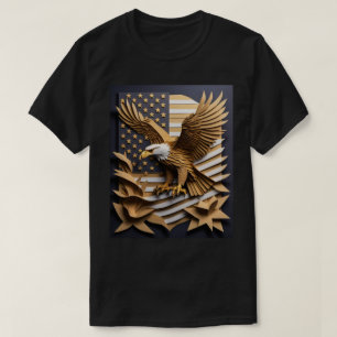 Eagle 3D Paper Art Design T - Shirt