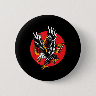 Eagle American Traditional Tattoo Tinte Old School Button