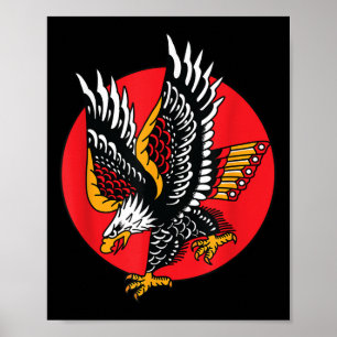 Eagle American Traditional Tattoo Tinte Old School Poster