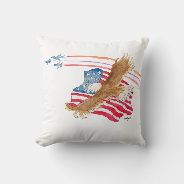 Eagle and American Flag Kissen (Vorderseite)