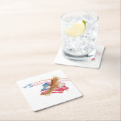 Eagle and American Flag Rechteckiger Pappuntersetzer (Vor Ort)