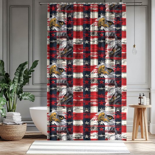 Eagle and Flag Curtain 4th of July Bath Accent Duschvorhang