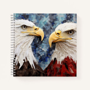 Eagle Animal Bird Art Deco Paint Mosaic Notizblock