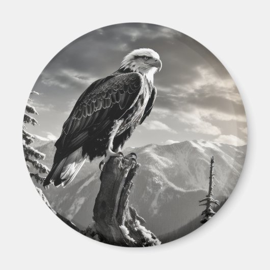Eagle Animal Bird Wild Nature Ink Sketch Style Magnet (Vorne)