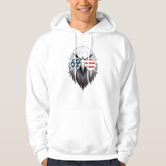 Eagle Art mit amerikanischer Flag-Sonnenbrille Hoodie (Vorderseite)