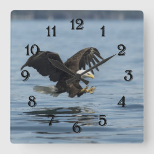 Eagle auf Annäherung Quadratische Wanduhr