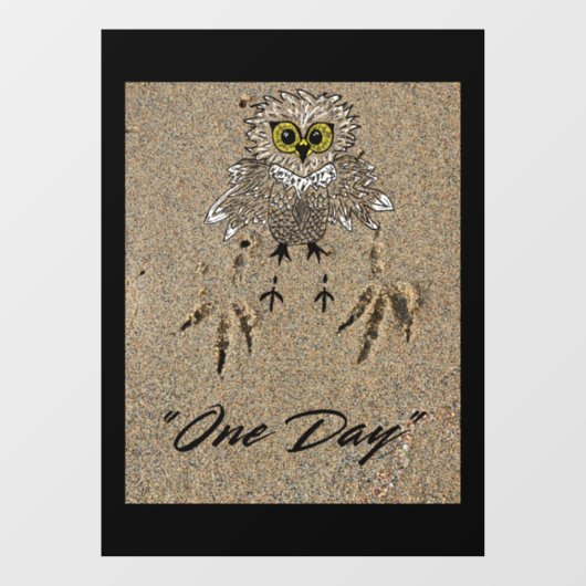 Eagle Baby & Footprints im Sand "One Day" Fensteraufkleber (Blatt)