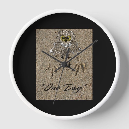 Eagle Baby & Footprints im Sand "One Day" Uhr (Vorderseite)