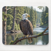 Eagle Bald am Zweig des Baumflusses Mousepad (Vorne)
