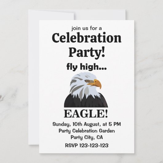 Eagle Bald Eagle Fly High Eagle Celebration Party Einladung (Vorderseite)