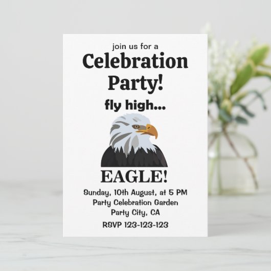 Eagle Bald Eagle Fly High Eagle Celebration Party Einladung (Stehend Vorderseite)