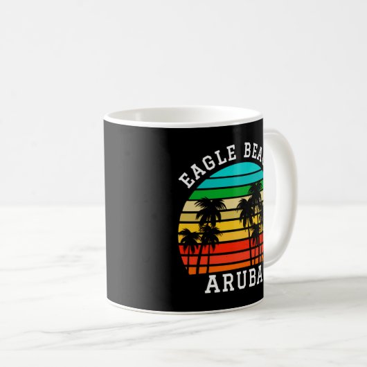Eagle Beach Aruba Familienurlaub Sunset Palm Tree Kaffeetasse (VorderseiteRechts)