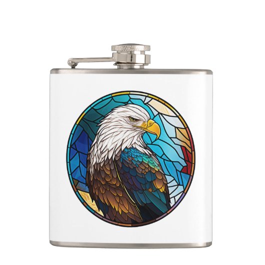 Eagle Bird Animal Portrait Gestaltete Glass Wildli Flachmann (Vorderseite)