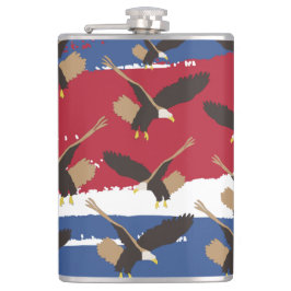 Eagle Bird USA Patriotic American Flag Flachmann