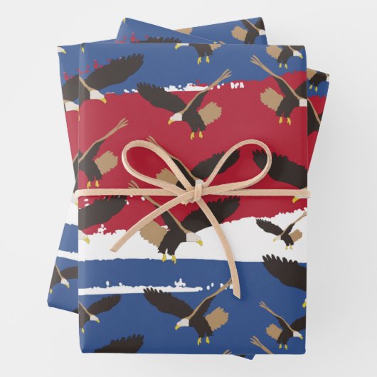 Eagle Bird USA Patriotic American Flag Geschenkpapier Set (Beispiel)