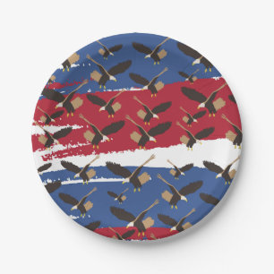 Eagle Bird USA Patriotic American Flag Pappteller