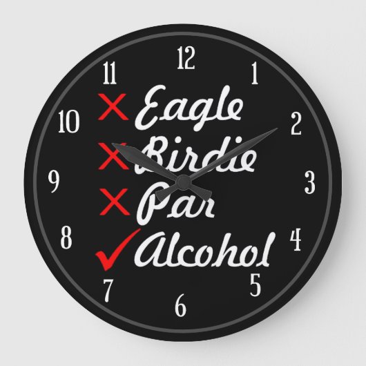 Eagle Birdie Par Alcohol Spaß Große Wanduhr (Vorderseite)