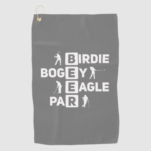 Eagle Birdie Par Bogey Beer witzig Golfhandtuch (Vorderseite)