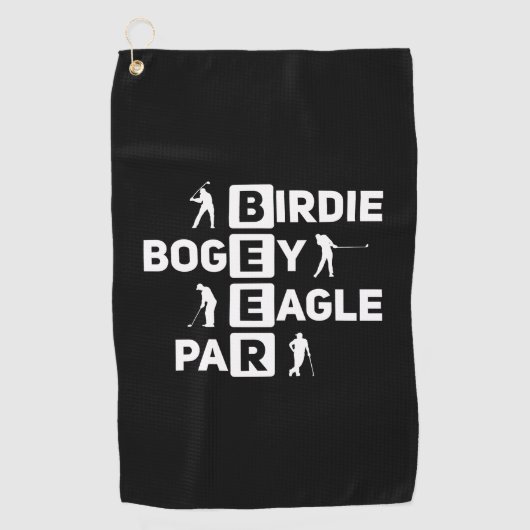 Eagle Birdie Par Bogey Beer witzig Golfhandtuch (Vorderseite)