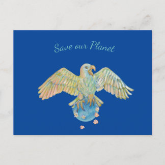 Eagle Carry Earth Rettete unseren Planeten Blue Feiertagspostkarte