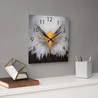 Eagle Closeup Quadratische Wanduhr