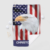 Eagle, die amerikanische Flagge, Patriotisch Golfhandtuch (Insitu)