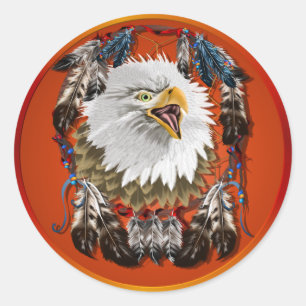 Eagle Dreamcatcher-Stickers Runder Aufkleber