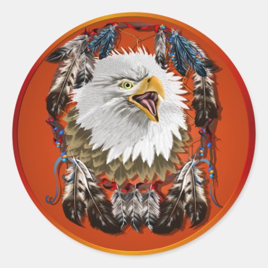 Eagle Dreamcatcher-Stickers Runder Aufkleber (Vorderseite)