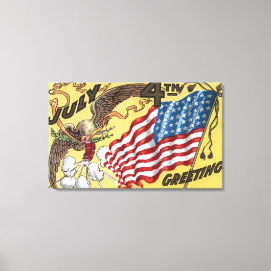 Eagle Emblem Holding Fireworks, Flag Leinwanddruck (Vorderseite)