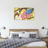 Eagle Emblem Holding Fireworks, Flag Leinwanddruck (Insitu (Schlafzimmer))