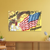Eagle Emblem Holding Fireworks, Flag Leinwanddruck (Insitu (Wohnzimmer))