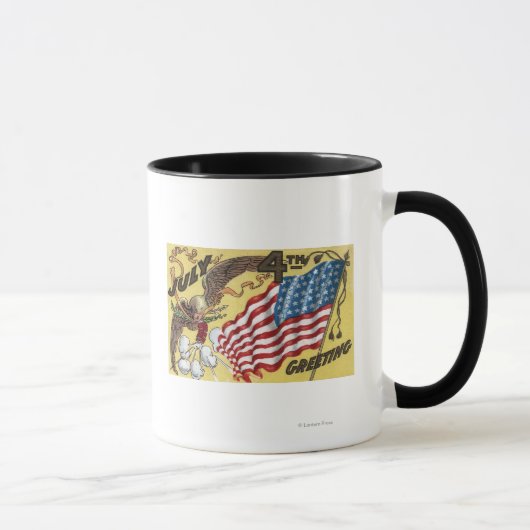 Eagle Emblem Holding Fireworks, Flag Tasse (Rechts)